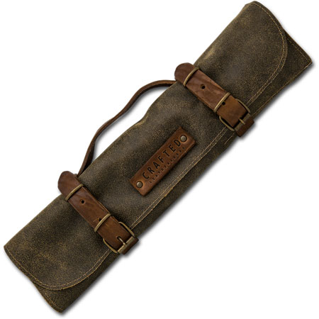 5-Pocket Genuine Leather Knife Roll, Rust